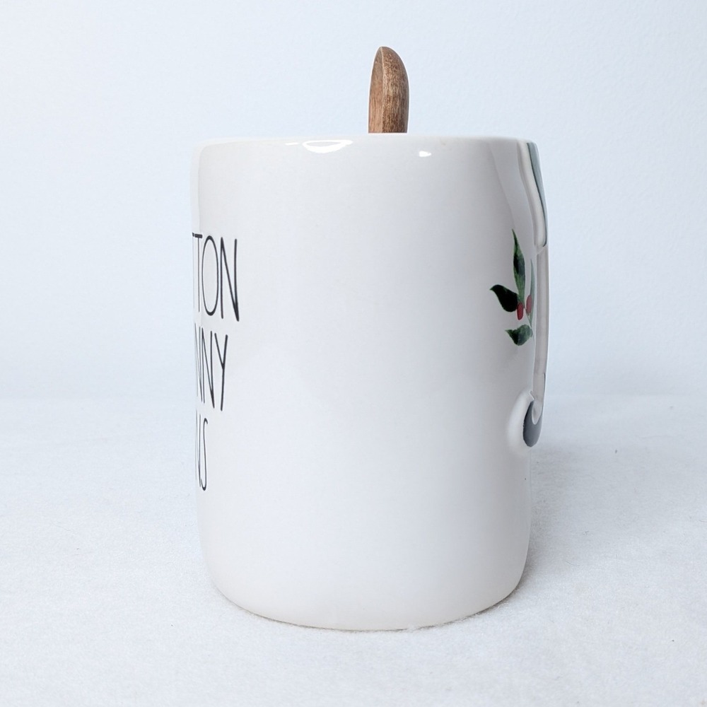 NEW Rae Dunn Magenta Elf Movie Character Ceramic Mug w/ Wooden Spoon White Green - Picture 2 of 7